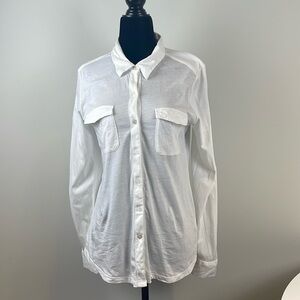 Eileen Fisher Organic Cotton White Button Down Shirt Size Small